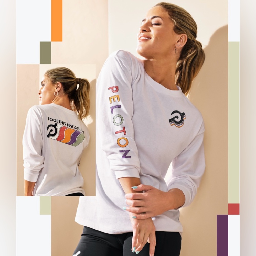 Peloton Long Sleeve White Together We Go Far Tee